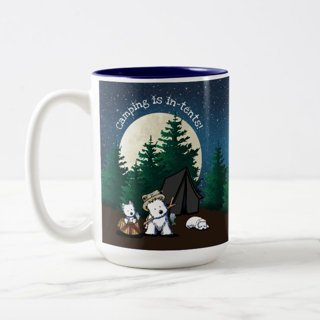 Em Dois Tons Caneca de Café KiniArt Westie Camping Two-Tone (Esquerda)