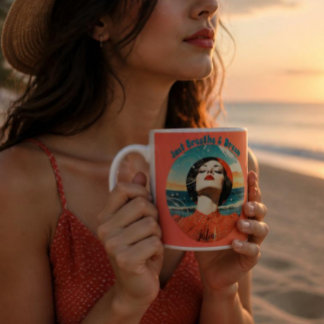 Em Dois Tons Caneca de café laranja Retro Apenas Respire & Sonh