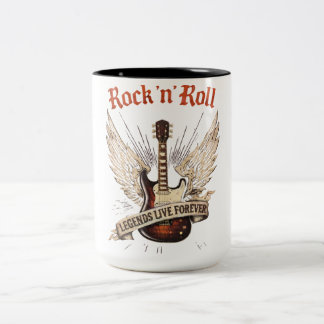 Em Dois Tons Caneca de café lendas do rock n roll guitarra
