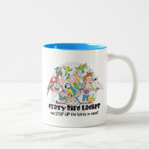 Em Dois Tons Caneca de café louca das senhoras do pássaro