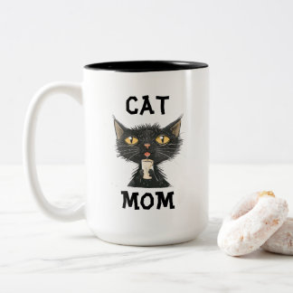 Em Dois Tons Caneca de Café Mãe de Gato