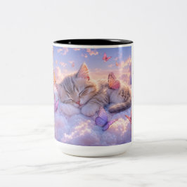 Em Dois Tons Caneca de Café Mãe de Gato Fofa