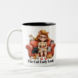 Em Dois Tons Caneca de Café Mãe Gata Engraçada