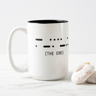 Em Dois Tons Caneca de Café Minimalista Código Morse Fim