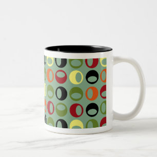 Em Dois Tons Caneca de café moderna retro legal das esferas