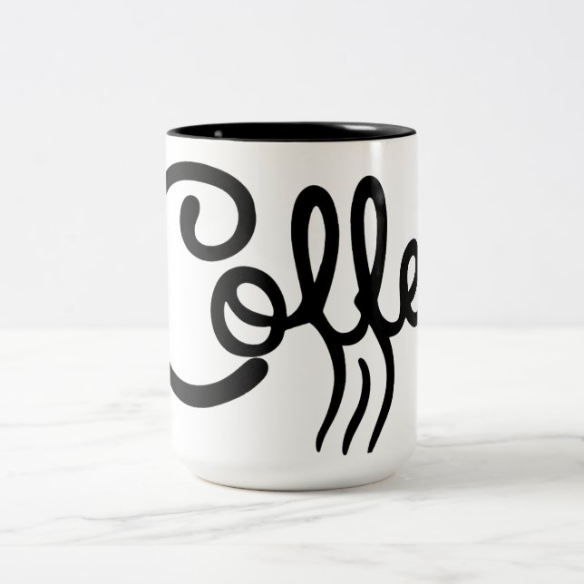 Em Dois Tons Caneca de Café Moderno Preto e Branco - Premium (Centro)