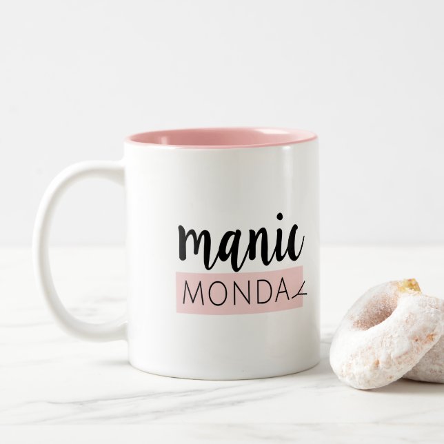 Em Dois Tons Caneca de café na moda MANÍACA da mamã do trabalho (Com Donut)