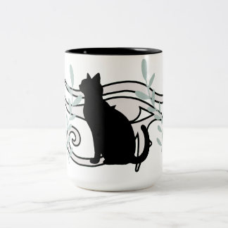 Em Dois Tons Caneca de Café Olho Egípcio Gato Preto Estético