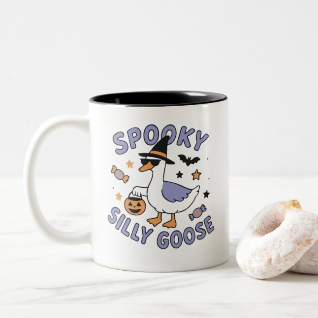 Em Dois Tons Caneca de café ou chá (xícara) Halloween  (Com Donut)