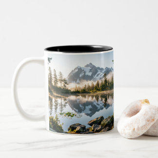 Em Dois Tons Caneca de Café Paisagem de Montanha Bonita