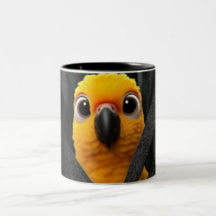 Em Dois Tons Caneca de Café Papagaio Amarelo Fofo Amor por Pá