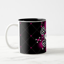 Em Dois Tons Caneca de Café para Meninas Corações Rosa e Ossos