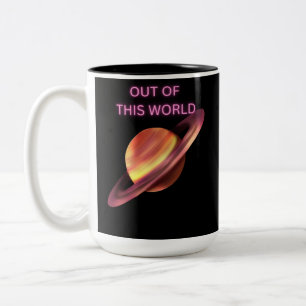 Em Dois Tons Caneca de café pastéis de Saturno fora deste mundo
