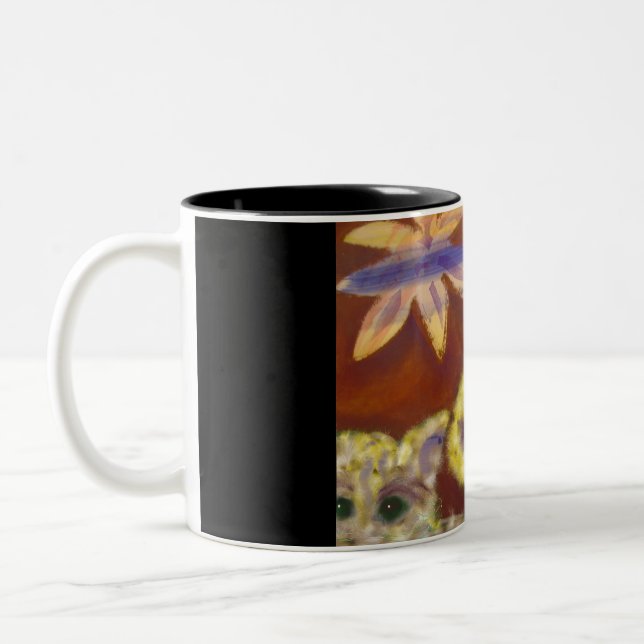 Em Dois Tons Caneca de café peludo adorável dos gatos (Esquerda)