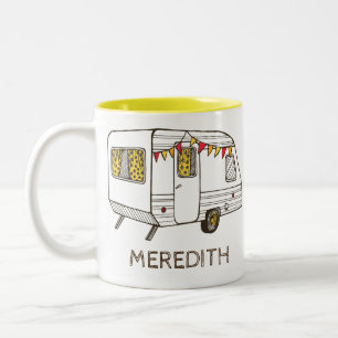 Em Dois Tons Caneca de café personalizada caravana do reboque