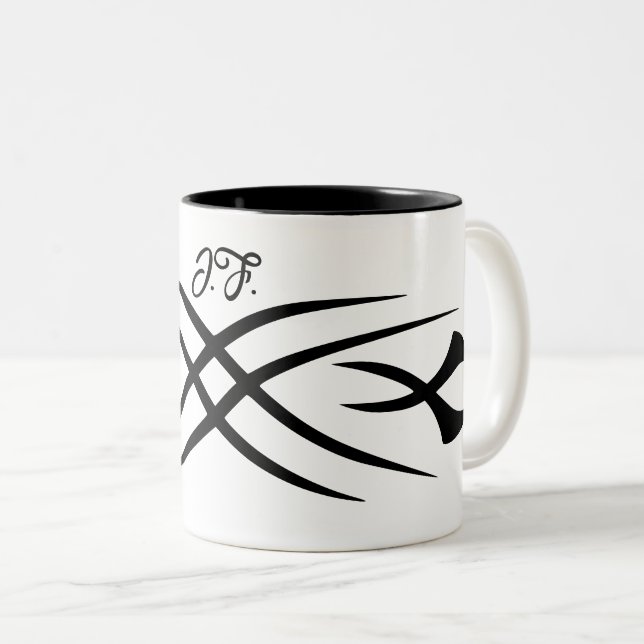 Em Dois Tons Caneca de café personalizada com desenho de tatuag (Frente Esquerda)