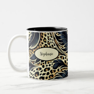 Em Dois Tons Caneca de Café Personalizada com Estampa de Leopar