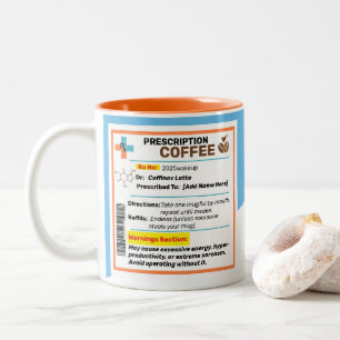 Em Dois Tons Caneca de Café Personalizada com Prescrição Engraç