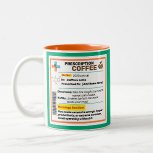 Em Dois Tons Caneca de Café Personalizada com Prescrição Engraç