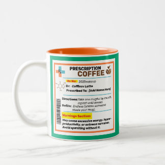 Em Dois Tons Caneca de Café Personalizada com Prescrição Engraç