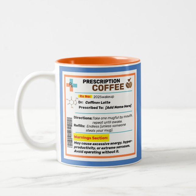 Em Dois Tons Caneca de Café Personalizada com Prescrição Engraç (Esquerda)