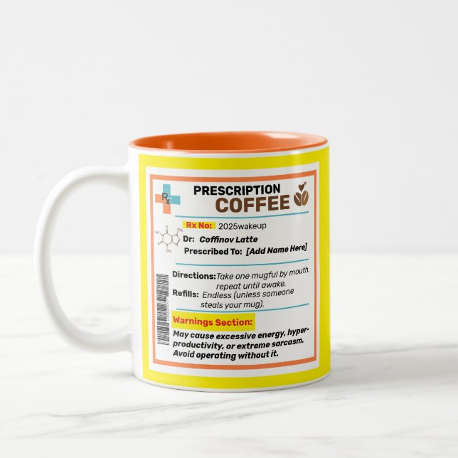 Em Dois Tons Caneca de Café Personalizada com Prescrição Engraç (Esquerda)