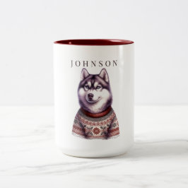 Em Dois Tons Caneca de Café Personalizada, Husky Siberiano Fest