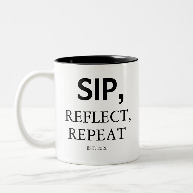 Em Dois Tons Caneca de Café Personalizada Moderna Sip, Reflect, (Esquerda)