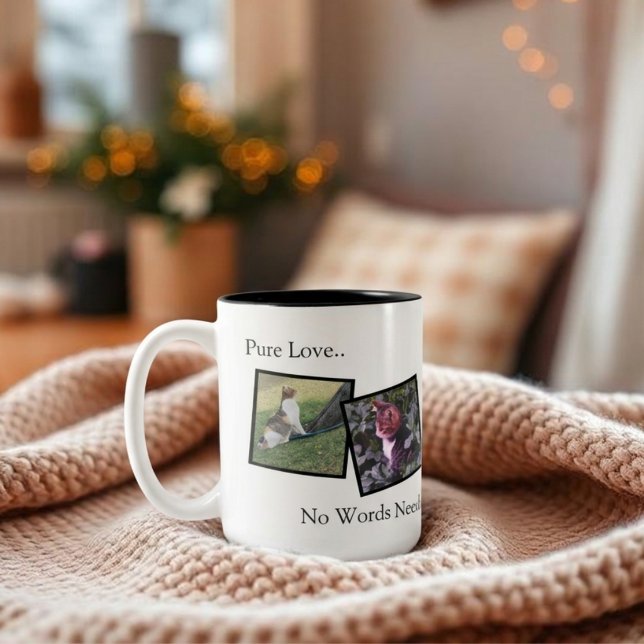 Em Dois Tons Caneca de Café Personalizada para Amantes de Anima (Fully customizable ceramic mug with photos for pet lovers)