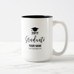 Em Dois Tons Caneca de Café Personalizada para Formatura Preto 