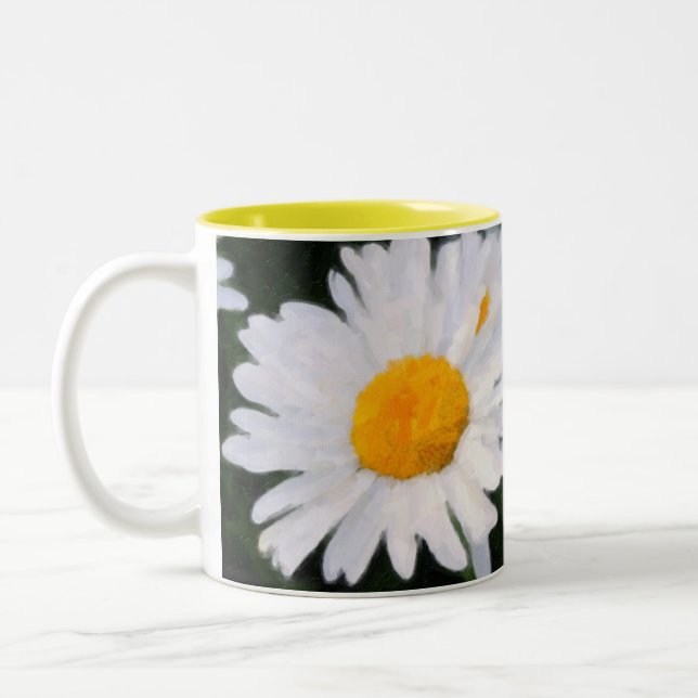 Em Dois Tons Caneca de café pintada da margarida (Esquerda)