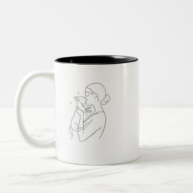 Em Dois Tons Caneca de Café Presente para Mãe de Cachorro Arte  (Esquerda)