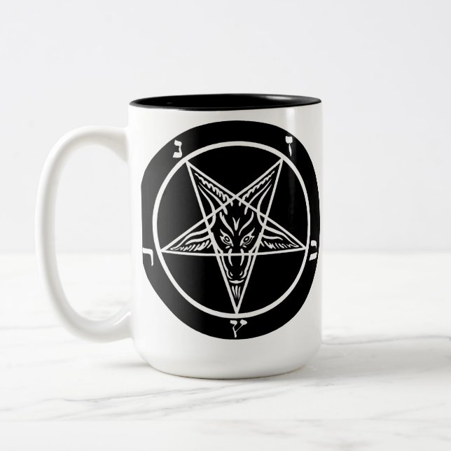 Em Dois Tons Caneca de café preta 666 de Baphomet da SATÃ do (Esquerda)