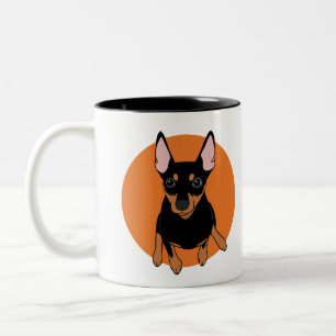 Em Dois Tons Caneca de café preta do cão do Pinscher diminuto
