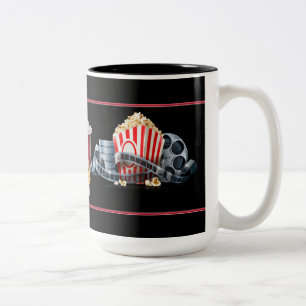 Em Dois Tons Caneca de café preto da pipoca da noite de cinema
