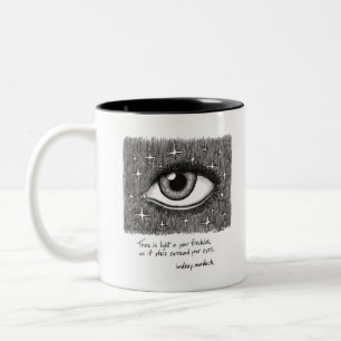 Em Dois Tons caneca de café preto e branco com citações e ar