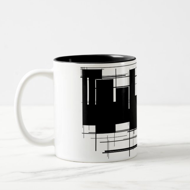 Em Dois Tons Caneca de café preto e branco legal do design/copo (Esquerda)