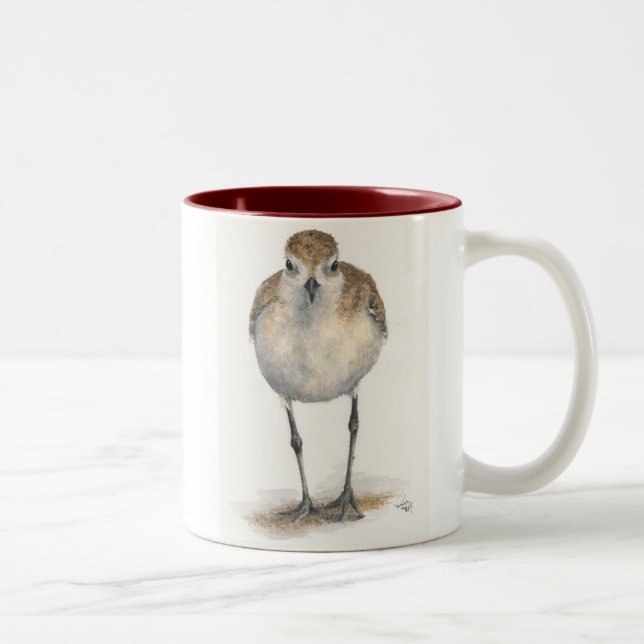 Em Dois Tons caneca de café Preto-inchada da tarambola (Direita)