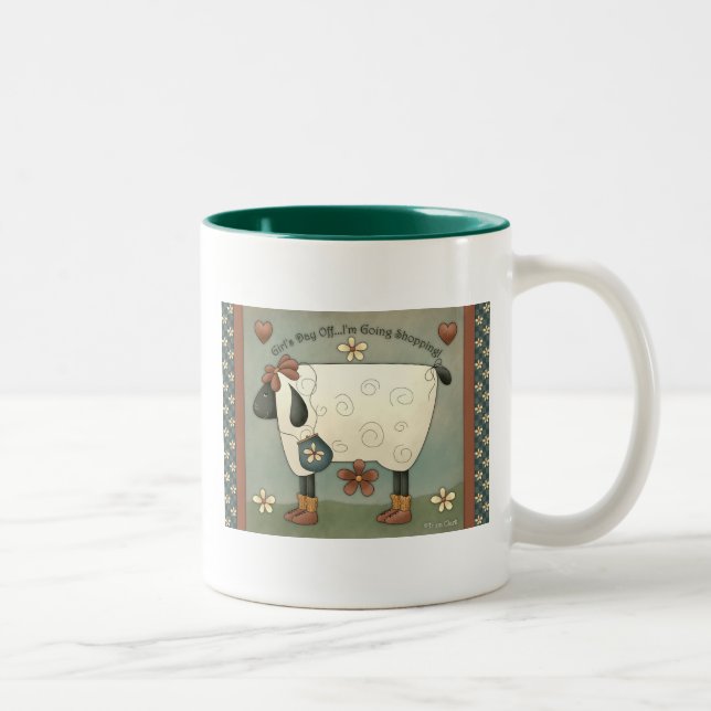 Em Dois Tons Caneca de café Prim dos carneiros do país (Direita)