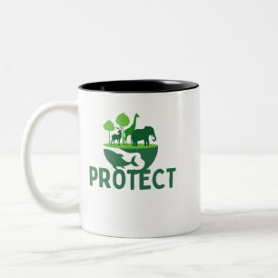 Em Dois Tons Caneca de Café Proteger a Vida Selvagem – Salve a