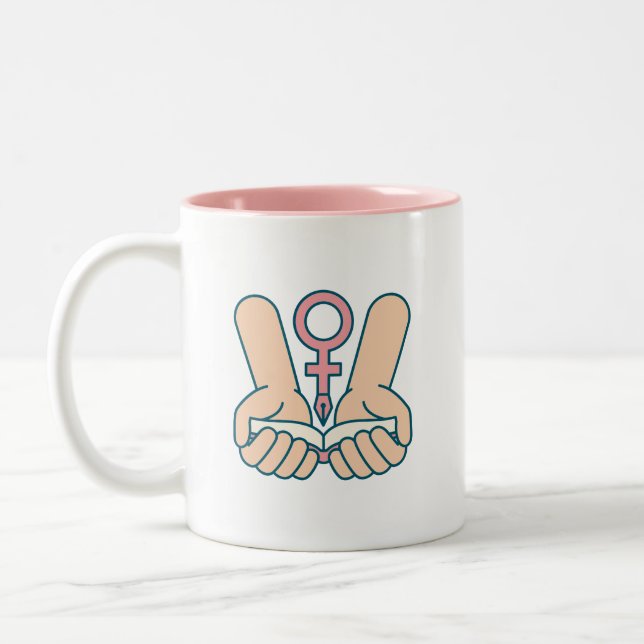 Em Dois Tons Caneca de Café Proteger os Direitos das Mulheres (Esquerda)