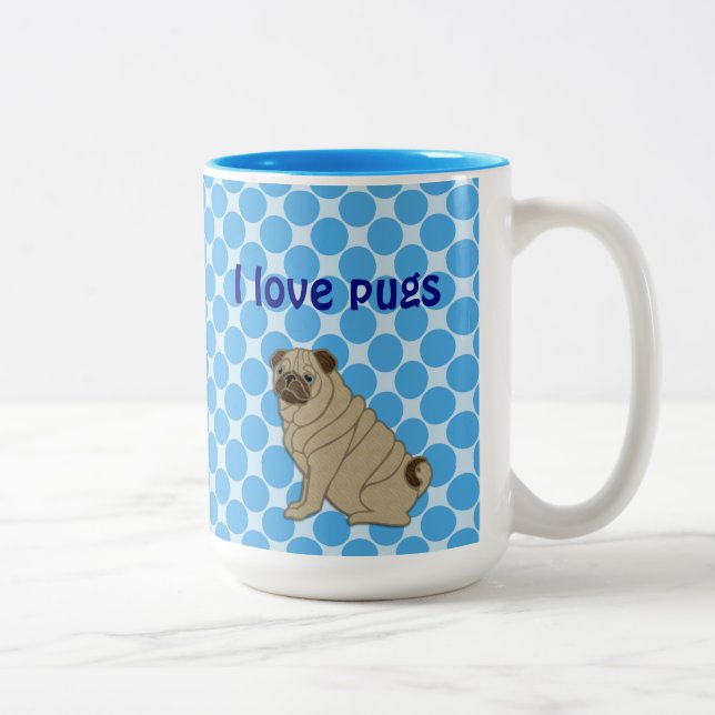 Em Dois Tons caneca de café - pug (Direita)