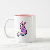 Caneca de Café Raposa Galáxia Pastel Estética