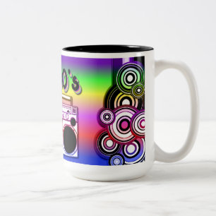 Em Dois Tons Caneca de café 'retro 'do anos 80 do anos 80 de