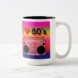 Em Dois Tons Caneca de café retro do anos 80 do anos 80 frente