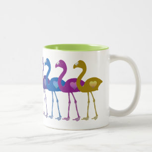 Em Dois Tons Caneca de café retro do vintage dos flamingos do