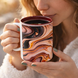 Em Dois Tons Caneca de Café Rosa Luxuoso e Mármore Dourado – Ae