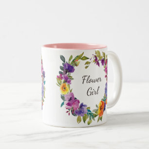 Em Dois Tons caneca de café roxa cor-de-rosa floral do florist