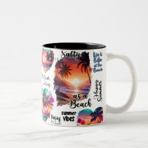 Caneca de Café Salty Sandy Happy Tropical Sunset