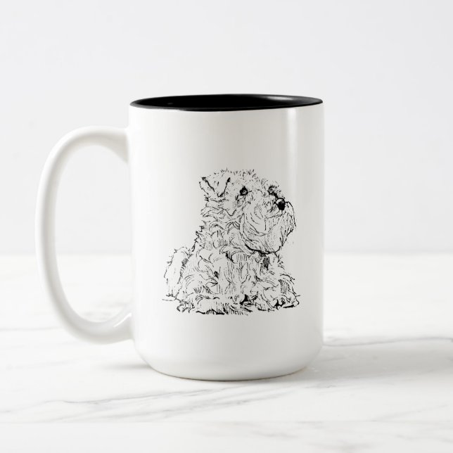 Em Dois Tons Caneca de Café Schnauzer Miniatura, Amante de Cach (Esquerda)